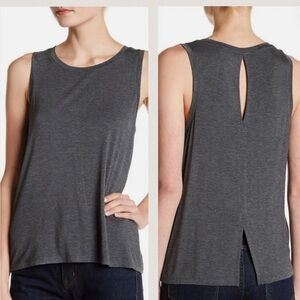 NWT Halogen crew neck keyhole tank top Women's size XL Sleeveless charcoal Gray